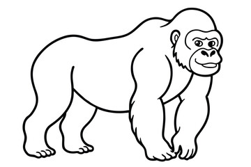 coloring pages for kids for brain development. Gorilla outline vector illustration and ready for print.