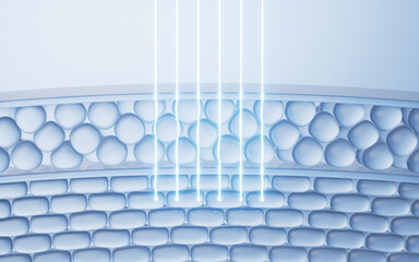 Skin cell background and laser therapy concept, 3d rendering.