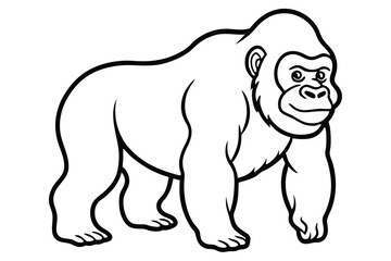 coloring pages for kids for brain development. Gorilla outline vector illustration and ready for print.