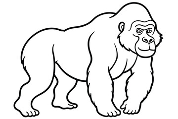 coloring pages for kids for brain development. Gorilla outline vector illustration and ready for print.