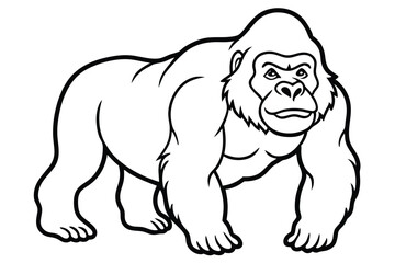 coloring pages for kids for brain development. Gorilla outline vector illustration and ready for print.