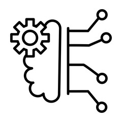Brain Control  Vector Line Icon Design