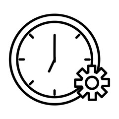 Time Management Clock  Vector Line Icon Design