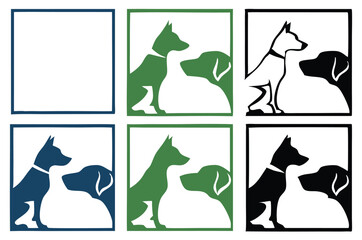 Veterinary Medical Cross Logo with Cat and Dog Silhouettes, Heartbeat Line and Heart Icon – Blue Animal Hospital and Pet Care Symbol for Vet Clinics and Pet Health Services.