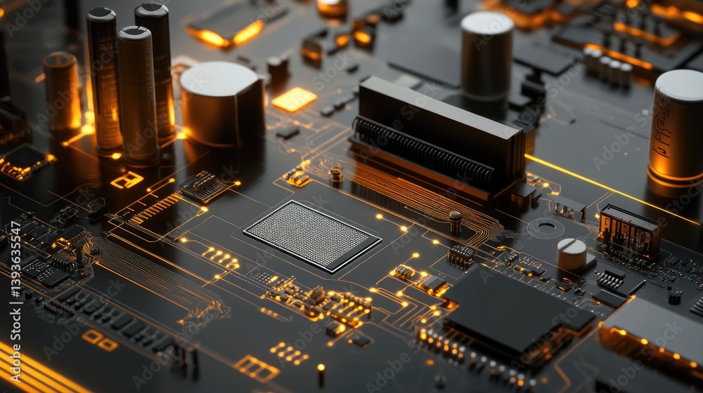 Poster circuit board d model displayed alongside annotated pcb layout and electronics tools