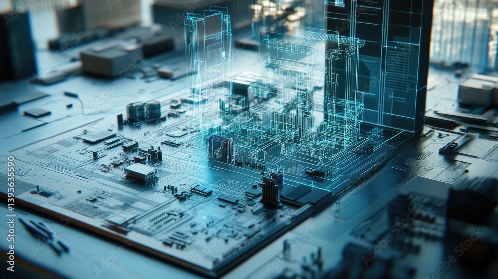 Poster circuit board d model displayed alongside annotated pcb layout and electronics tools