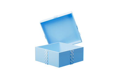 Opening blue cartoon style gift box, 3d rendering.