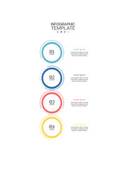 4 Steps elements placed in vertical row. Concept of 4 successive steps of project development process. Flat infographic design template. Simple vector illustration for business analytics.