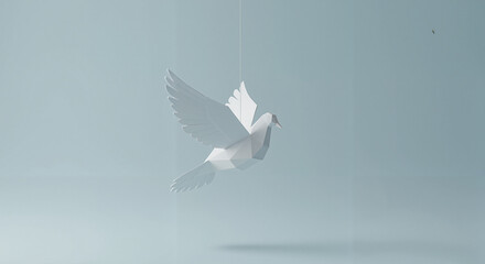White dove soaring gracefully against a serene backdrop  