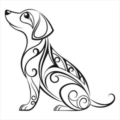 Stylized Cat Silhouette with Intricate Organic Patterns