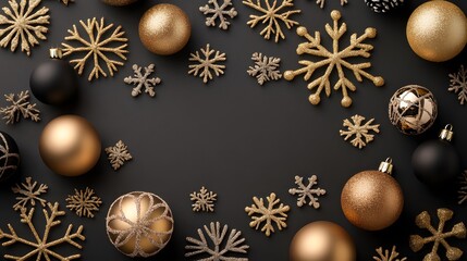 Elegant Gold and Black Christmas Ornament Frame