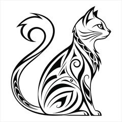 Stylized Cat Silhouette with Intricate Organic Patterns