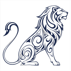 Stylized Cat Silhouette with Intricate Organic Patterns