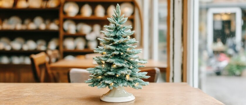 Mini Christmas Tree  Festive Decor  Wooden Ornaments  Tabletop  Winter Holiday