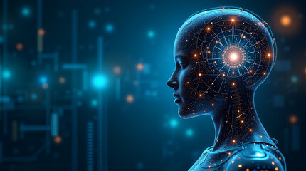 Elegant Imagery of Agentic AI: Autonomous Decision-Making & Innovative Machine Learning in Dynamic Tech Settings - Photo Stock Concept with Left Space