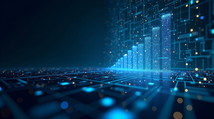 Modern digital artwork highlighting the transformative impact of big data in reshaping market trends and optimizing economic strategies for corporate success. in  Photo Stock  Concept  and empty space