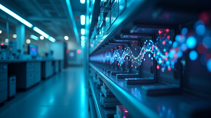 Fototapeta premium Advanced CRISPR Epigenome Editing: Stock Photo of Cutting-Edge Research Lab with Digital Analytics for Chromatin Modifications - Perfect for Scientific Publications and Presentations
