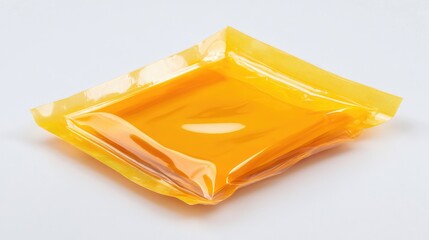 Transparent vacuum-sealed packaging with visible product inside against white background