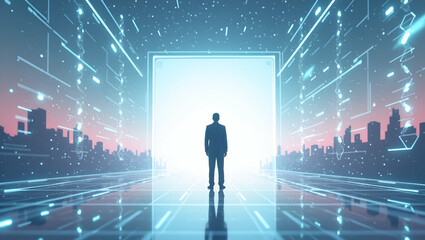 Flat The wallpaper design exhibits autonomous technology with vast empty space aesthetics integrating modern digital innovation streamlined engineering and refined minimalism to convey the sophisticat