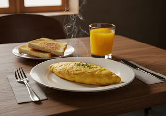 Warm Breakfast Perspective with Steaming Omelet