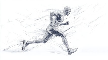 Fototapeta premium Dynamic Sketch of a Male Runner in Motion Capturing Energy and Speed