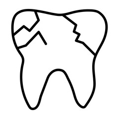 Broken Tooth Vector Line Icon Design
