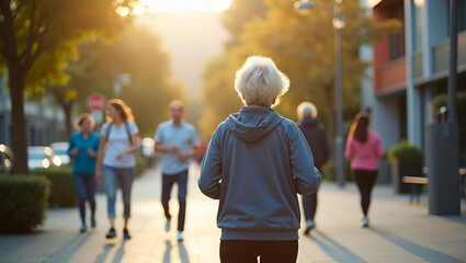 Elegant photostock image portraying comprehensive wellness programs for seniors emphasizing preventive healthcare fitness activities and community engagement in vibrant urban settings in  Photo Stock 
