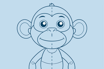 Monkey outline vector illustration and ready for print.
