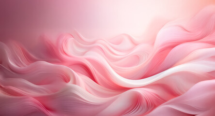 Obraz premium Soft pink and white hues blend in smooth waves, creating a dreamy and abstract background. Gentle curves flow softly, evoking a calming and serene atmosphere.