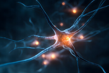 Neural Network Connection: Abstract Illustration of Brain Activity and Synapses
