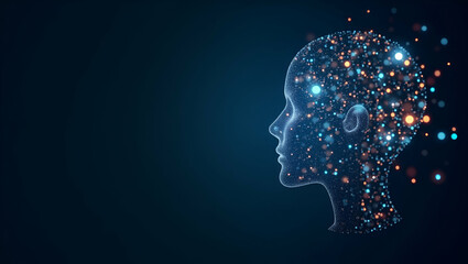 Elegant Visual Composition of AI Decision Making: Sophisticated Algorithms & Deep Data Analytics Empowering Autonomous Systems - Photo Stock Concept with Left Space