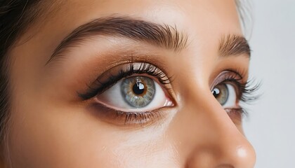 Fototapeta premium Close-up of Woman's Face with Eyes and Makeup Details