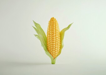 Fresh Corn on the Cob Still Life with Green Leaves