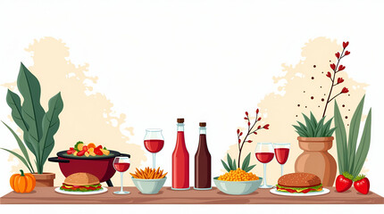 Explore our flat elegant outdoor imagery showcasing a patriotic BBQ party, complete with refined culinary displays, festive gatherings, and vibrant d?cor, perfect for lifestyle and event stock.