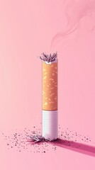 World no tobacco day. Isolated unhealthy habit with a bottle of champagne, wine, and iced champagne