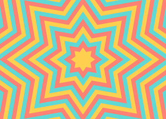 同心状の星形のイメージ背景、八角星、ポップなデザイン