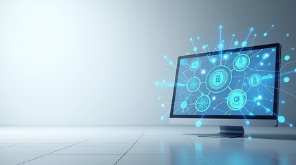 Contemporary Minimalist Wallpaper Artwork: Expansive Empty Space Illustrating Open Banking, Secure API Frameworks, and Innovative Data Sharing for Modern Fintech Solutions