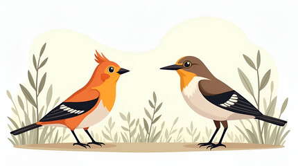 Fototapeta premium Engaging Birdwatching in May: Explore Dynamic Species Interactions & Macro Photography Techniques Amidst Pristine Natural Backdrops for Enthusiasts