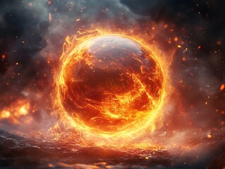 Obraz premium Burning Planet, Fiery Scene