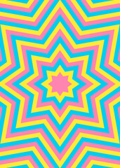 同心状の星形のイメージ背景、八角星、ポップなデザイン、縦向き