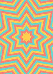 同心状の星形のイメージ背景、八角星、ポップなデザイン、縦向き
