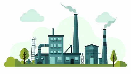Obraz premium Explore our innovative bioenergy production facility, showcasing advanced biomass conversion technology and sustainable fuel generation, all within a cute vector illustration.