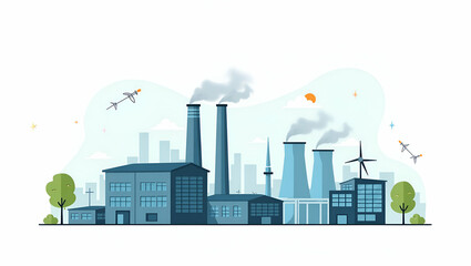 Fototapeta premium Flat strategic electrification of industries boosts operational performance by integrating innovative automation and sustainable energy solutions into industrial processes.