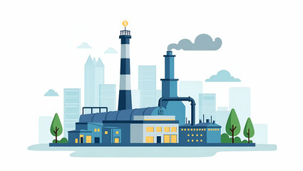 Obraz premium Innovative Carbon Capture Facility: Advanced Technology Meets Integrated Industrial Systems & Environmental Research in a Cute Vector Illustration