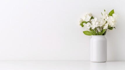 Fototapeta premium Simple white flowers in a vase against a clean white background