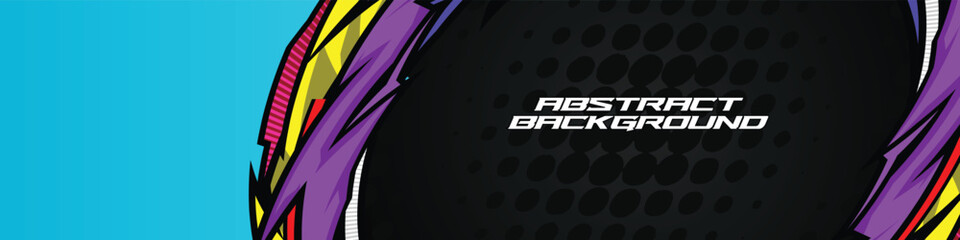 High-energy racing banner vector with vibrant neon colors and dynamic abstract lines. Ideal for gamers, streamers, and e-sports themes.  
