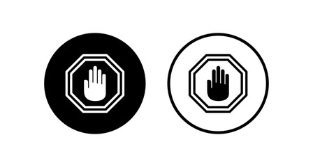Stop icon logo design. stop road sign. hand stop sign and symbol. Do not enter stop red sign with hand