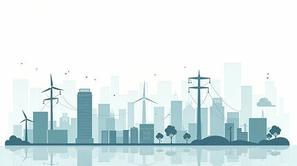 Obraz premium Minimalist Abstract Flat Refined Wallpaper Design for Sustainable Urban Energy: Broad Space for Annotations on Smart Grid Solutions & Renewable Integration
