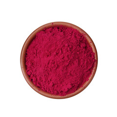 Superfood product. Beetroot powder in bowl isolated on white, top view