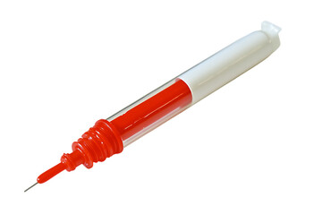 Fototapeta premium Red and White Handheld Inflatable Pump with Needle Tip